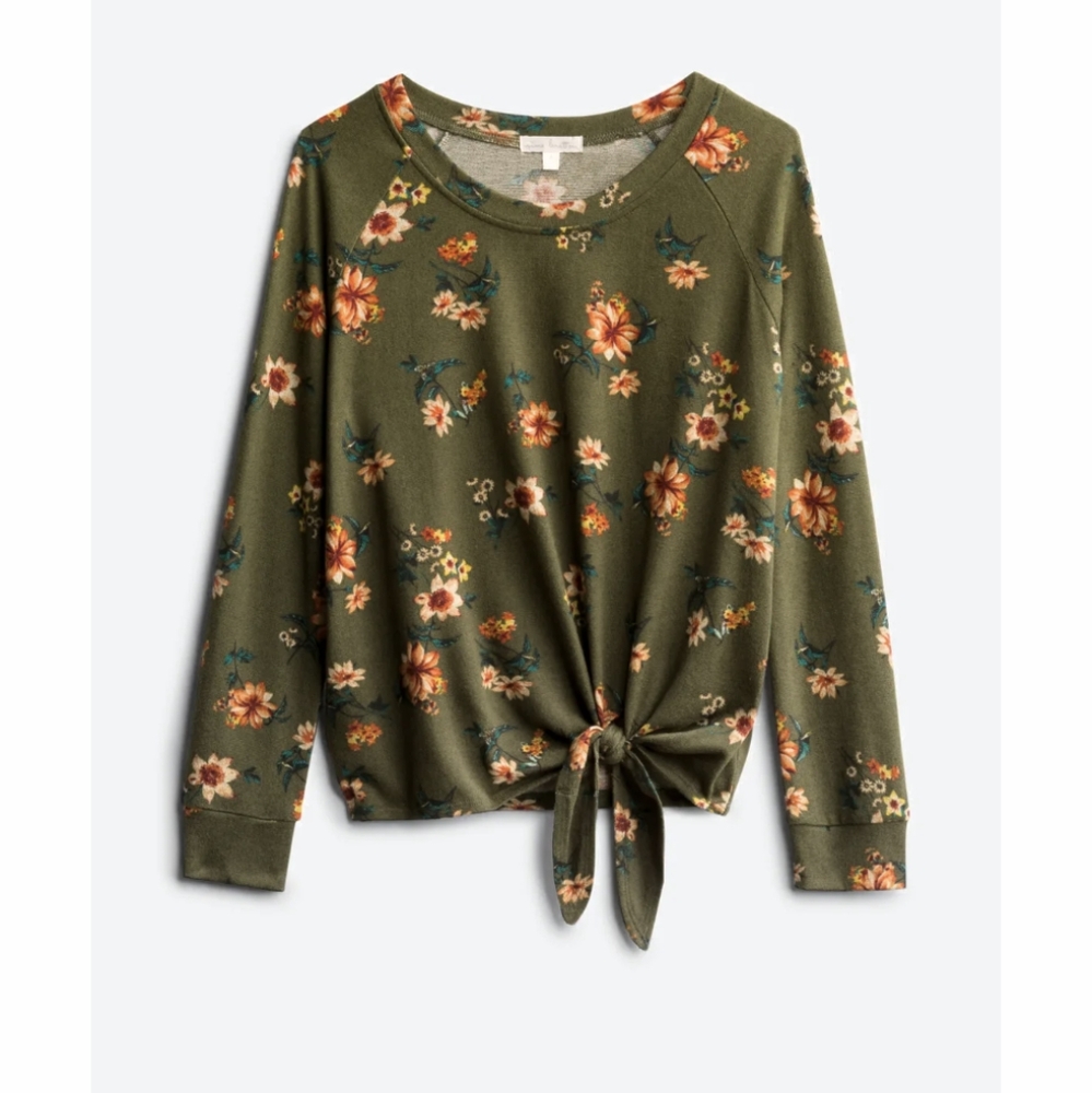 Nine Britton Billie Tie Front Brushed Knit Top